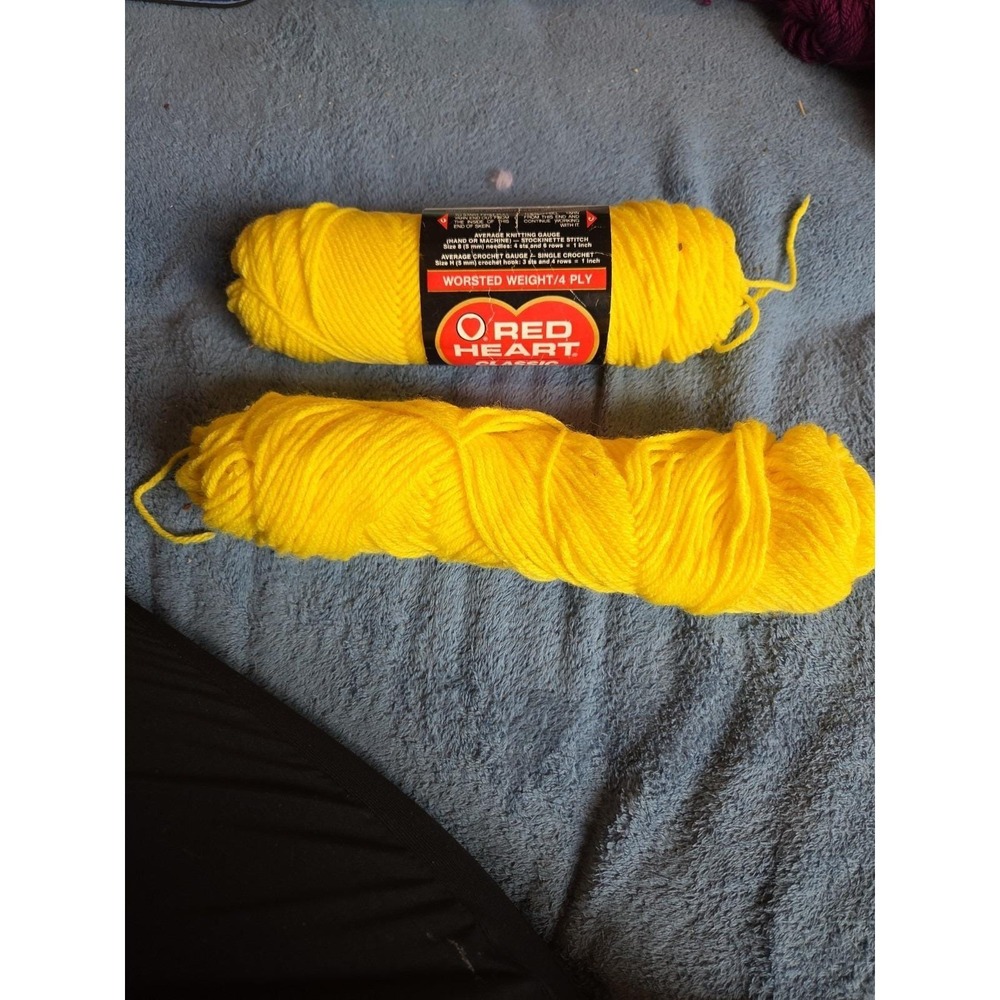 Vintage Red Heart Classic Yarn Yellow #230 One Full One Partial